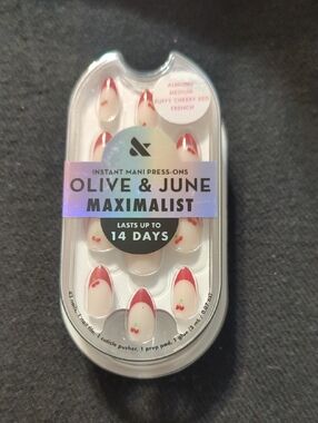 Olive & June Maximalist Almond Medium Puffy Cherry Red French - Press On Nails